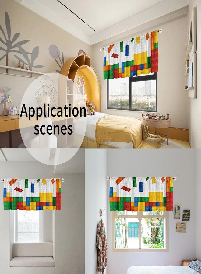 SUNWISHA Valance for Building Blocks Pattern 52x18 Inch Curtain Valance for Bedroom Windows（Style 5） - Image 3